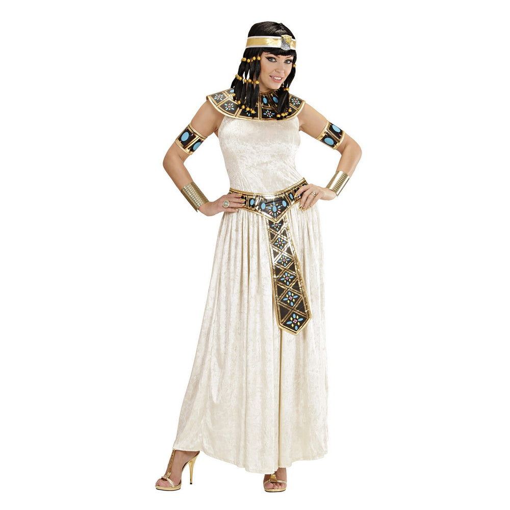 Op deze afbeelding zie je een Kostuums, van het merk Widmann. Lange Egyptische Keizerin Kostuum Vrouw
