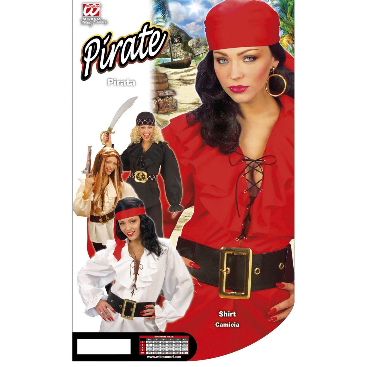 Op deze afbeelding zie je een Kostuums, van het merk Widmann. Piratenshirt Dames, Rood Vrouw
