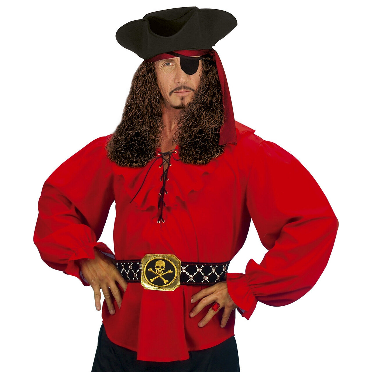 Op deze afbeelding zie je een Kostuums, van het merk Widmann. Piratenshirt Rood Man