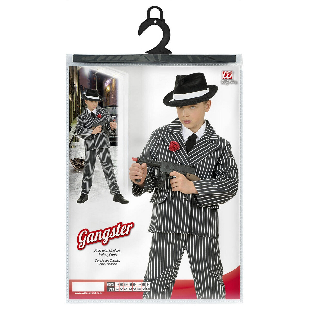 Op deze afbeelding zie je een Kostuums, van het merk Widmann. Gangster Jongen Al Capone Kostuum
