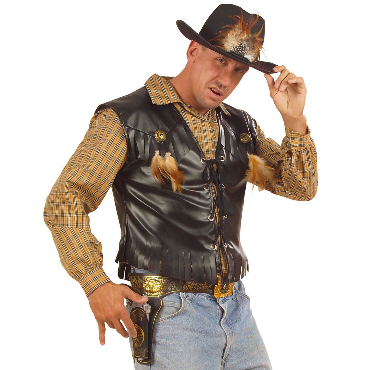 Op deze afbeelding zie je een Kostuums, van het merk Widmann. Rocker / Biker Vest Lederlook Man