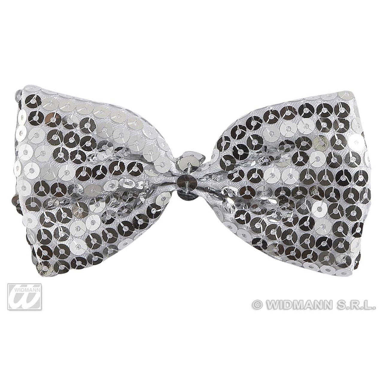 Op deze afbeelding zie je een Accessoires, van het merk Widmann. Vlinderstrik Pailletten Zilver