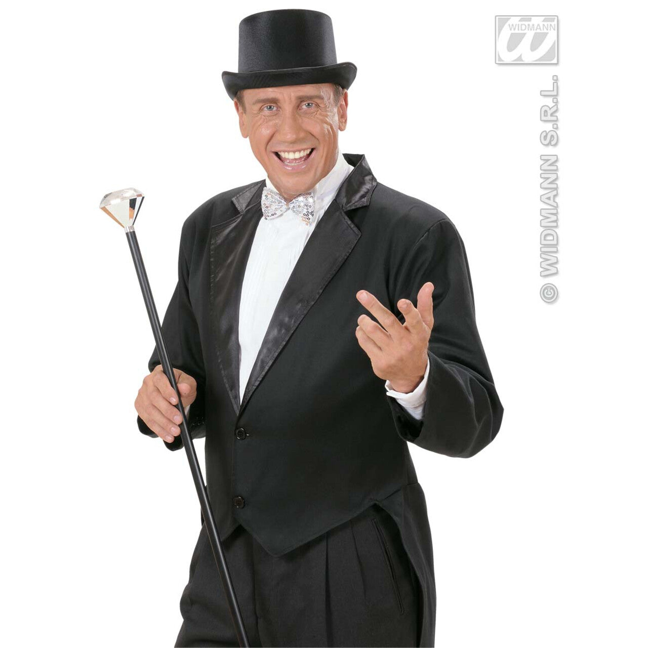 Op deze afbeelding zie je een Accessoires, van het merk Widmann. Vlinderstrik Pailletten Zilver