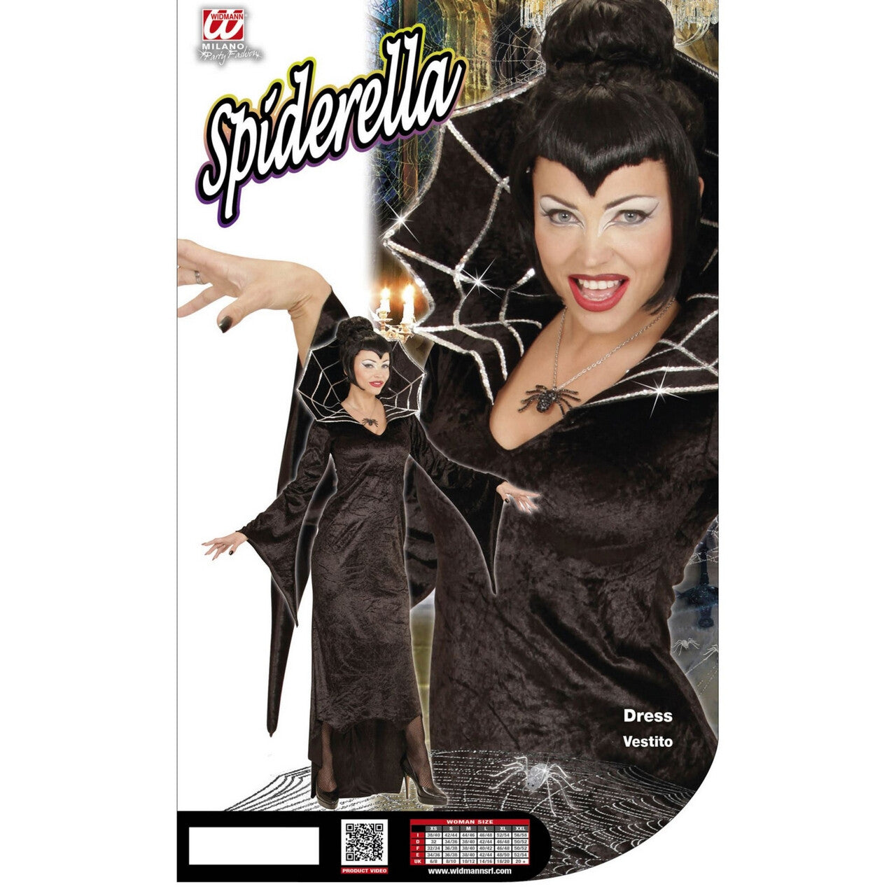 Op deze afbeelding zie je een Kostuums, van het merk Widmann. Spiderella Hoge Kraag Vrouw Kostuum