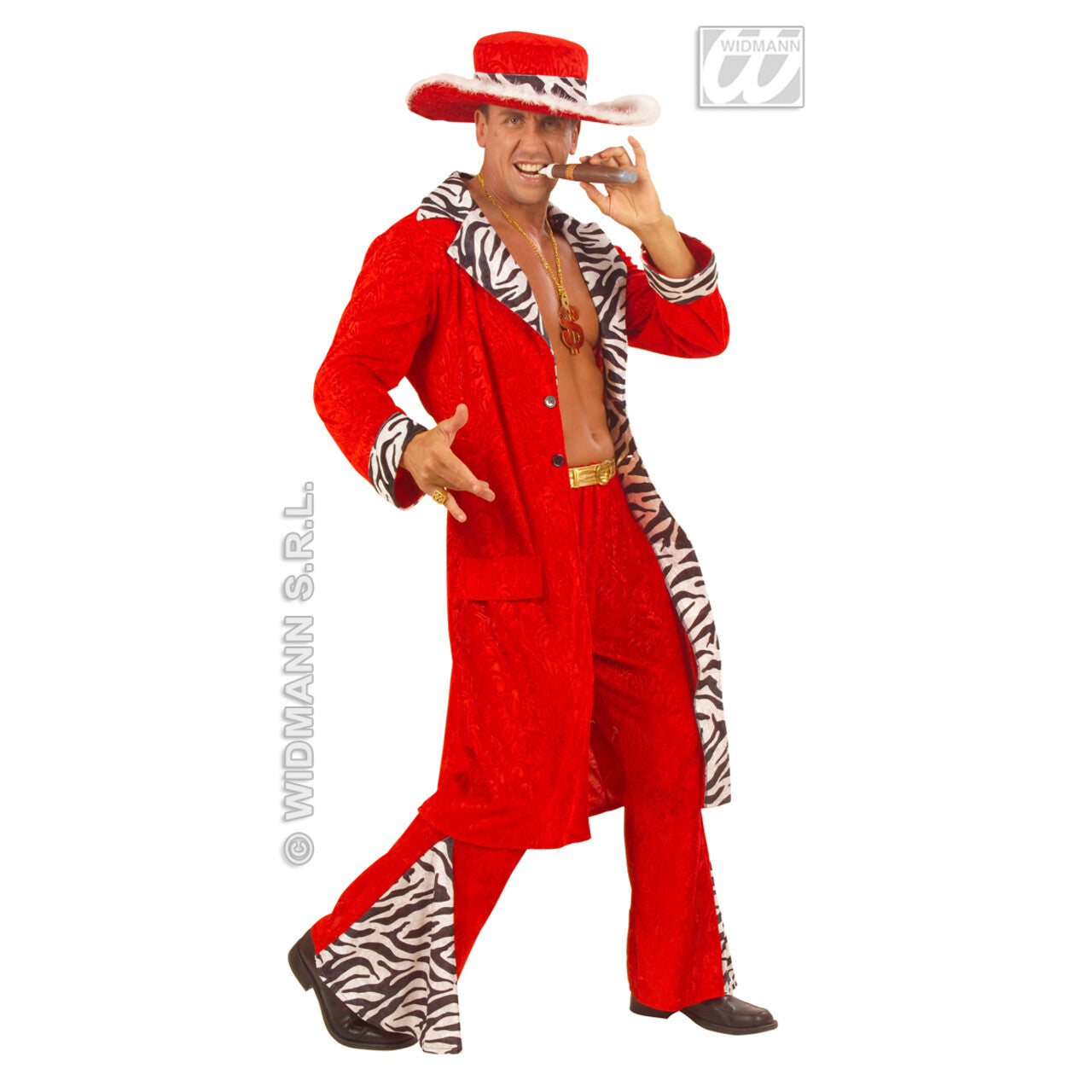 Op deze afbeelding zie je een Kostuums, van het merk Widmann. King Of Pimps Fever Man Kostuum