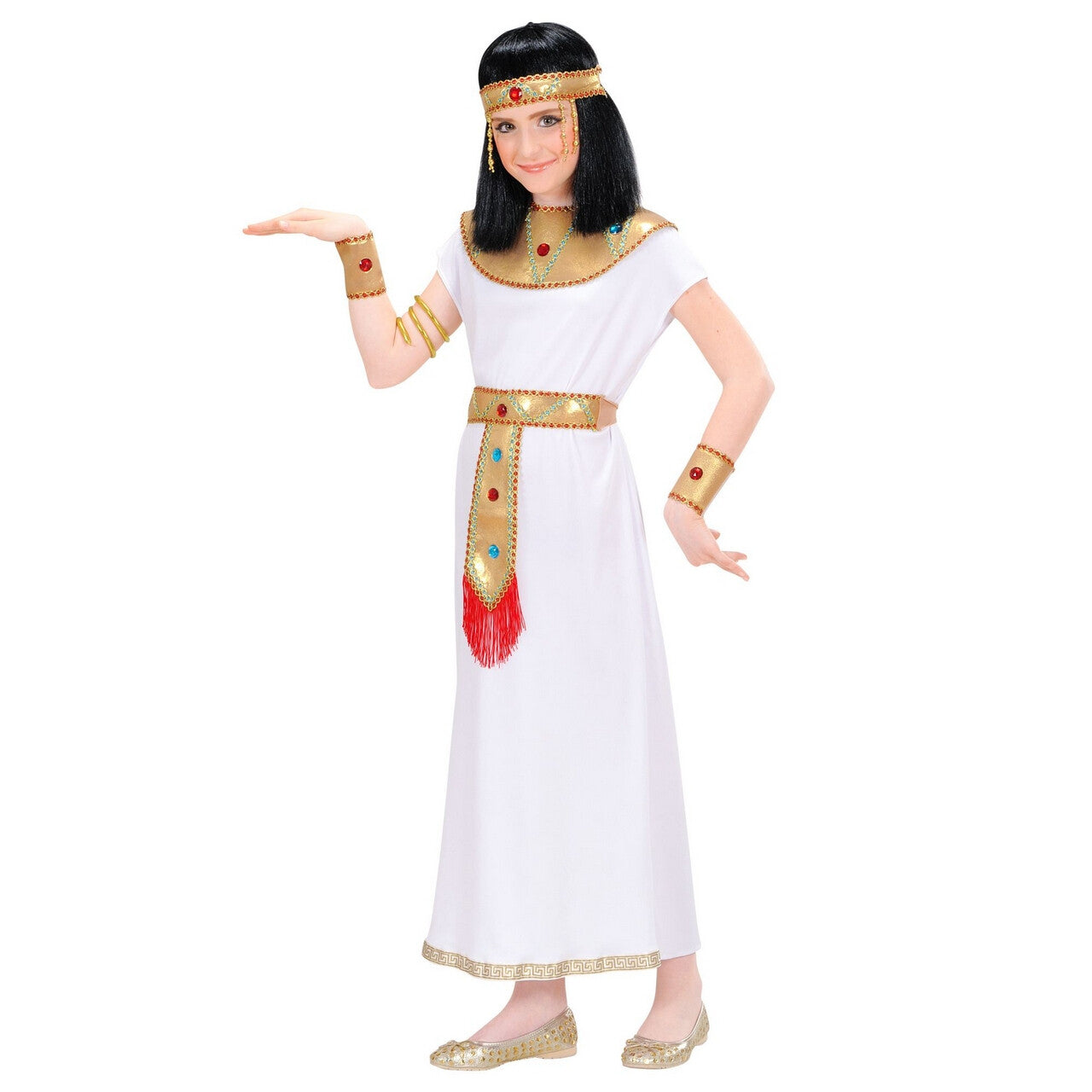 Op deze afbeelding zie je een Kostuums, van het merk Widmann. Egyptische Cleopatra Kind Kostuum Meisje