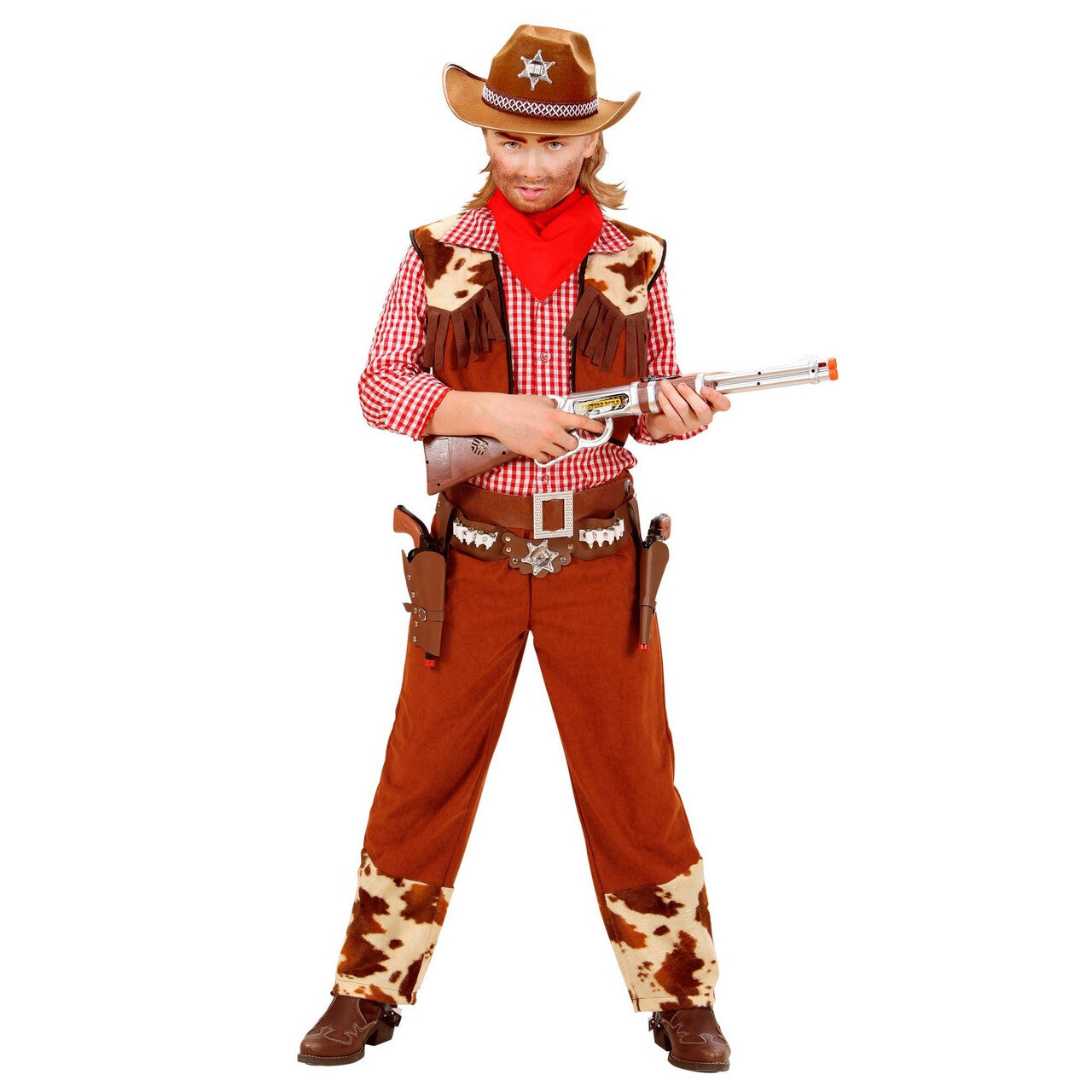 Op deze afbeelding zie je een Kostuums, van het merk Widmann. Rawhide Cowboy Bruin Kind Kostuum Jongen