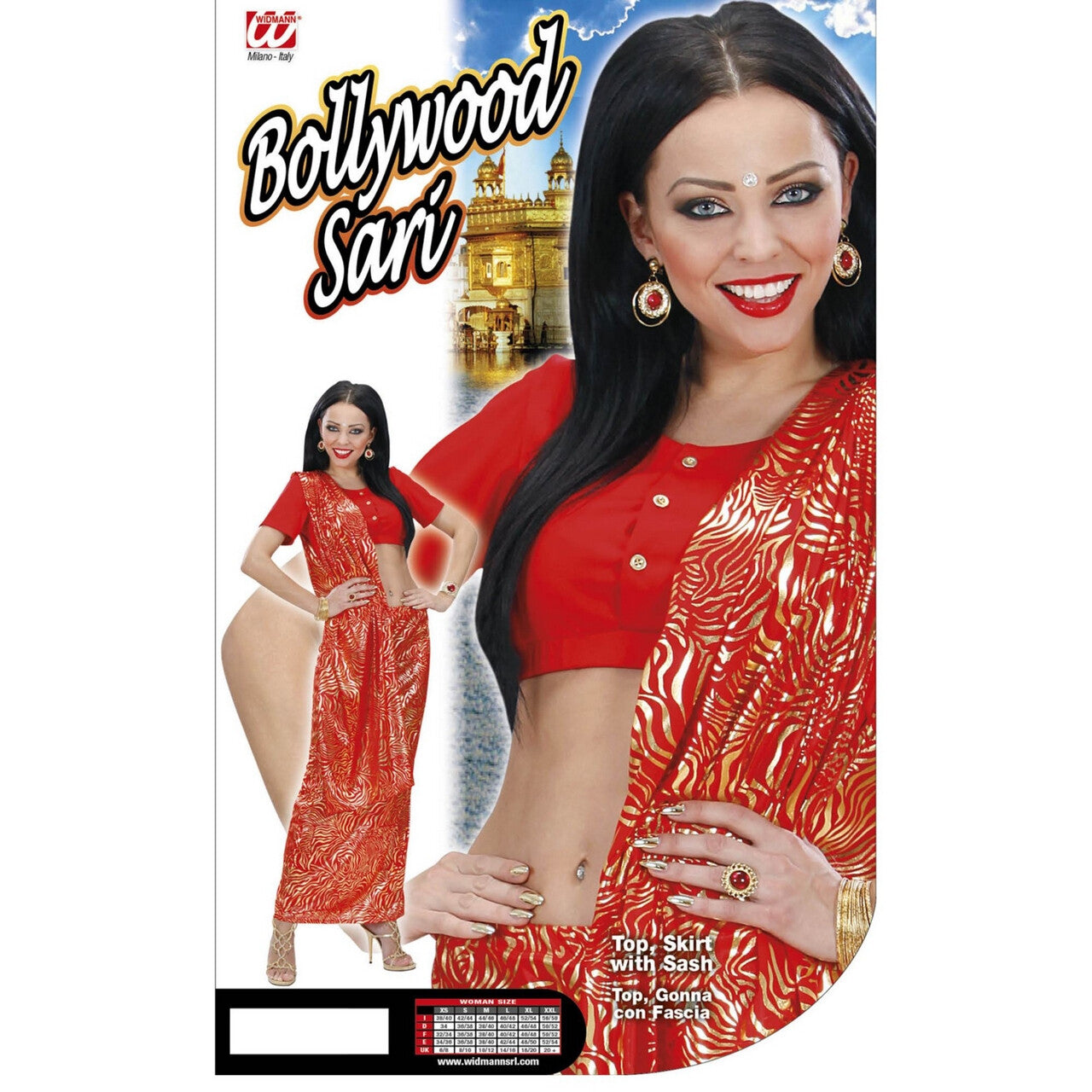 Op deze afbeelding zie je een Kostuums, van het merk Widmann. Bollywood Indiaanse Sari Kostuum Vrouw