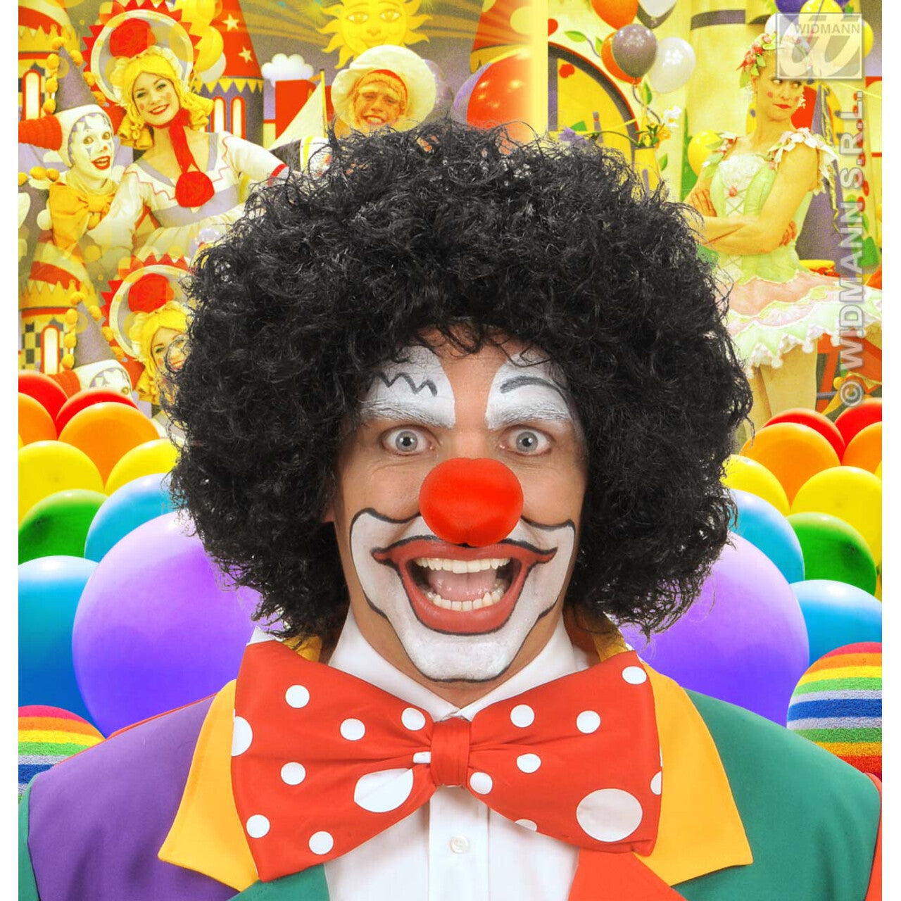 Op deze afbeelding zie je een Accessoires, van het merk Widmann. Pruik, Clown Zwart