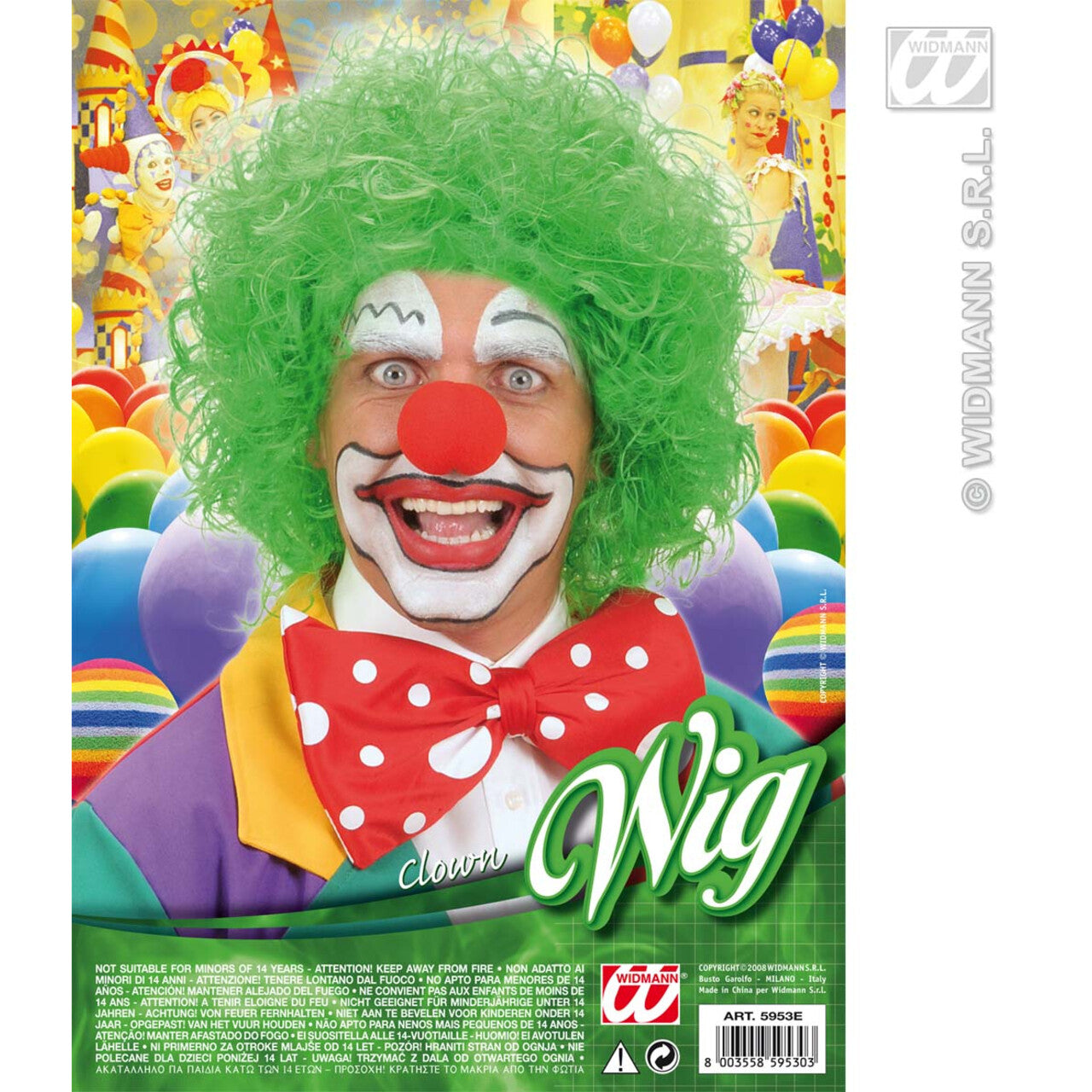 Op deze afbeelding zie je een Accessoires, van het merk Widmann. Pruik, Clown Groen