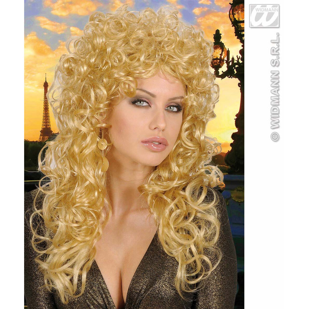 Op deze afbeelding zie je een Accessoires, van het merk Widmann. Pruik, Krulpruik Beauty Blond