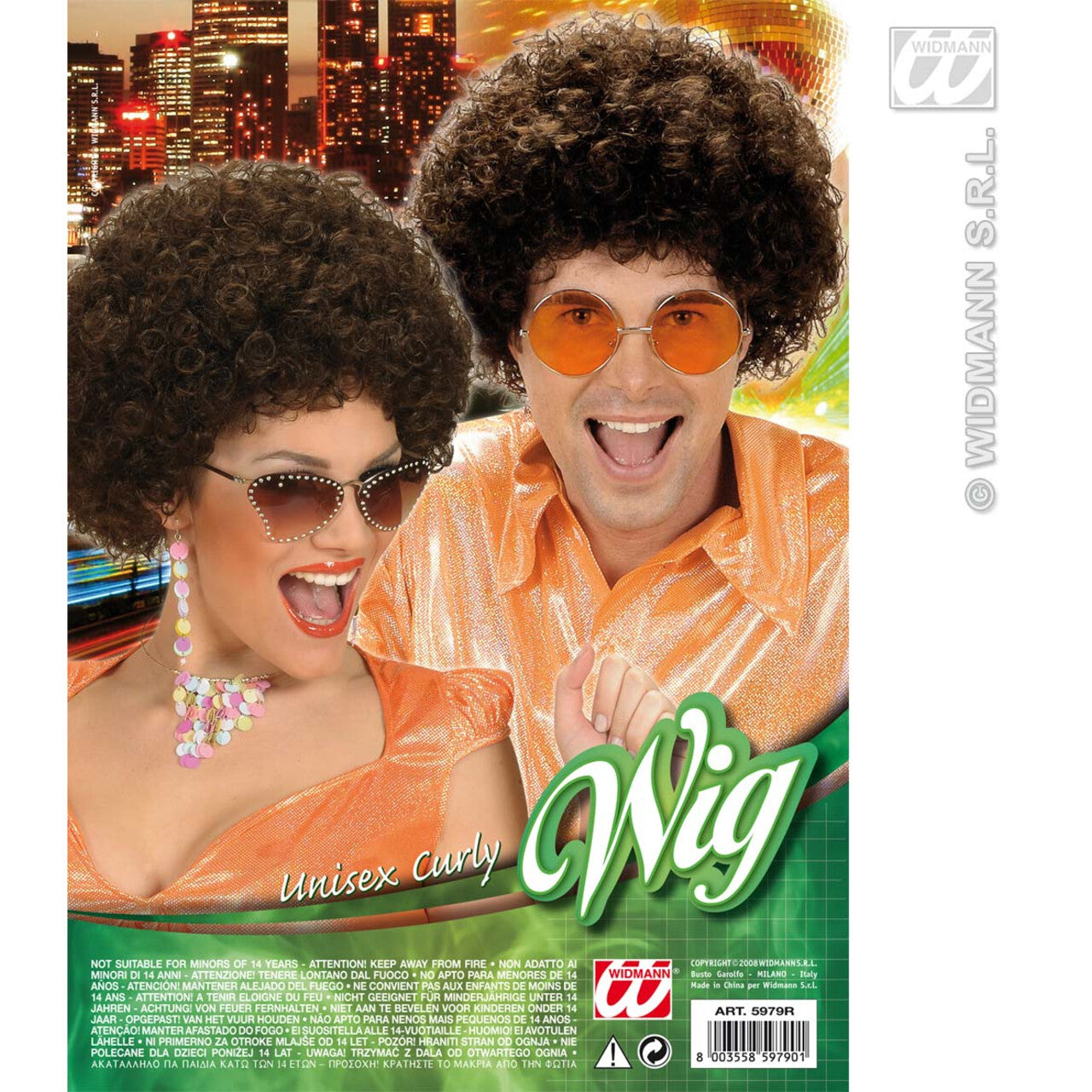 Op deze afbeelding zie je een Accessoires, van het merk Widmann. Pruik, Unisex Bruin