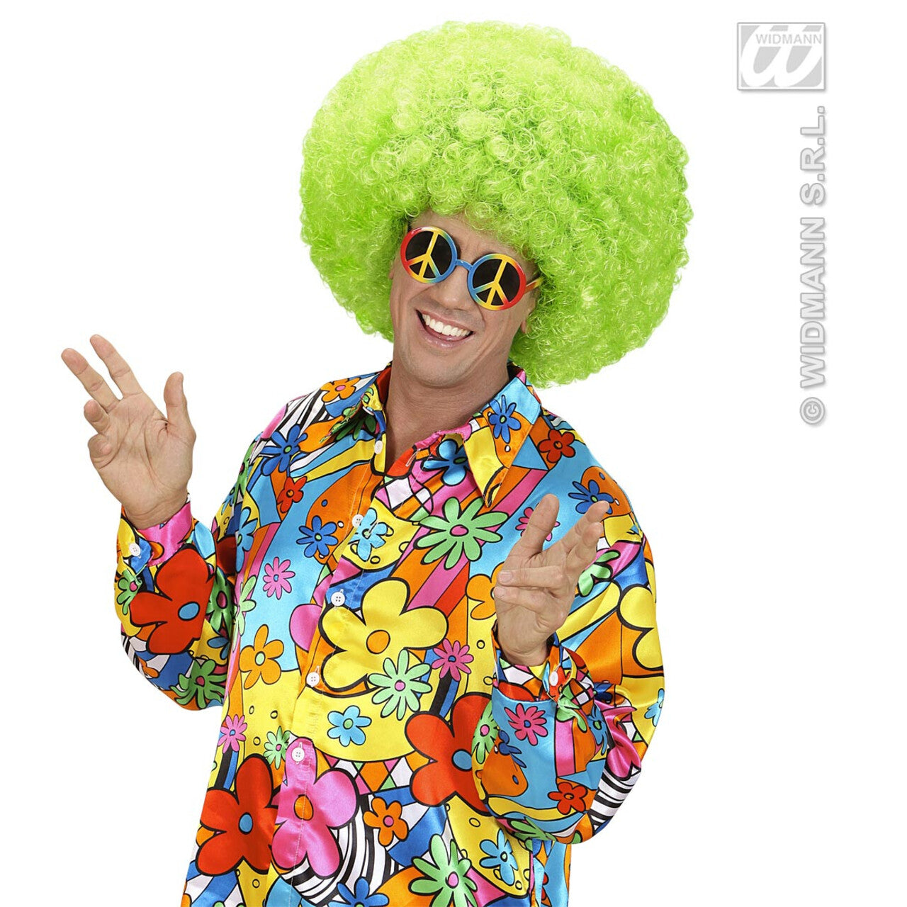 Op deze afbeelding zie je een Accessoires, van het merk Widmann. Bril, Love And Peace Multi Kleuren