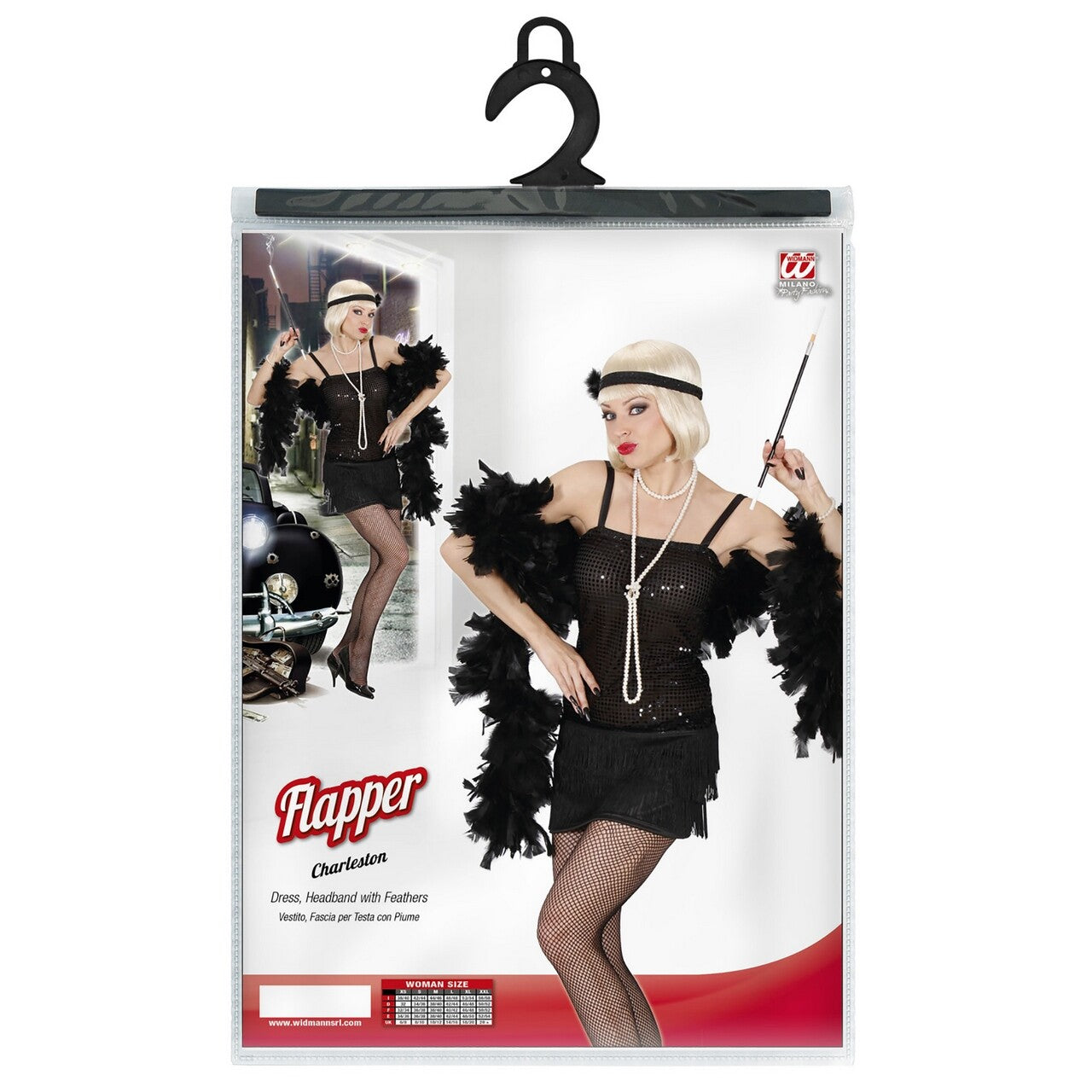 Op deze afbeelding zie je een Kostuums, van het merk Widmann. Enchanting Flapper Jurk Zwart Kostuum Vrouw