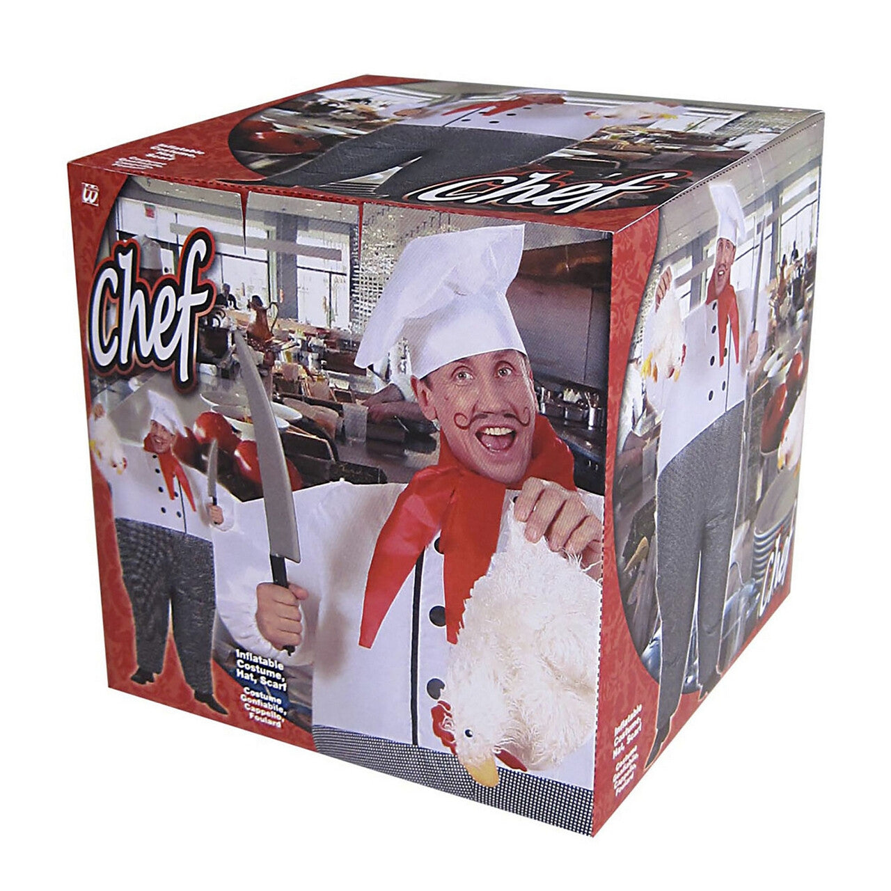 Op deze afbeelding zie je een Kostuums, van het merk Widmann. Opblaasbaar Chef Kok Chef Eat-A-Lot Kostuum Man