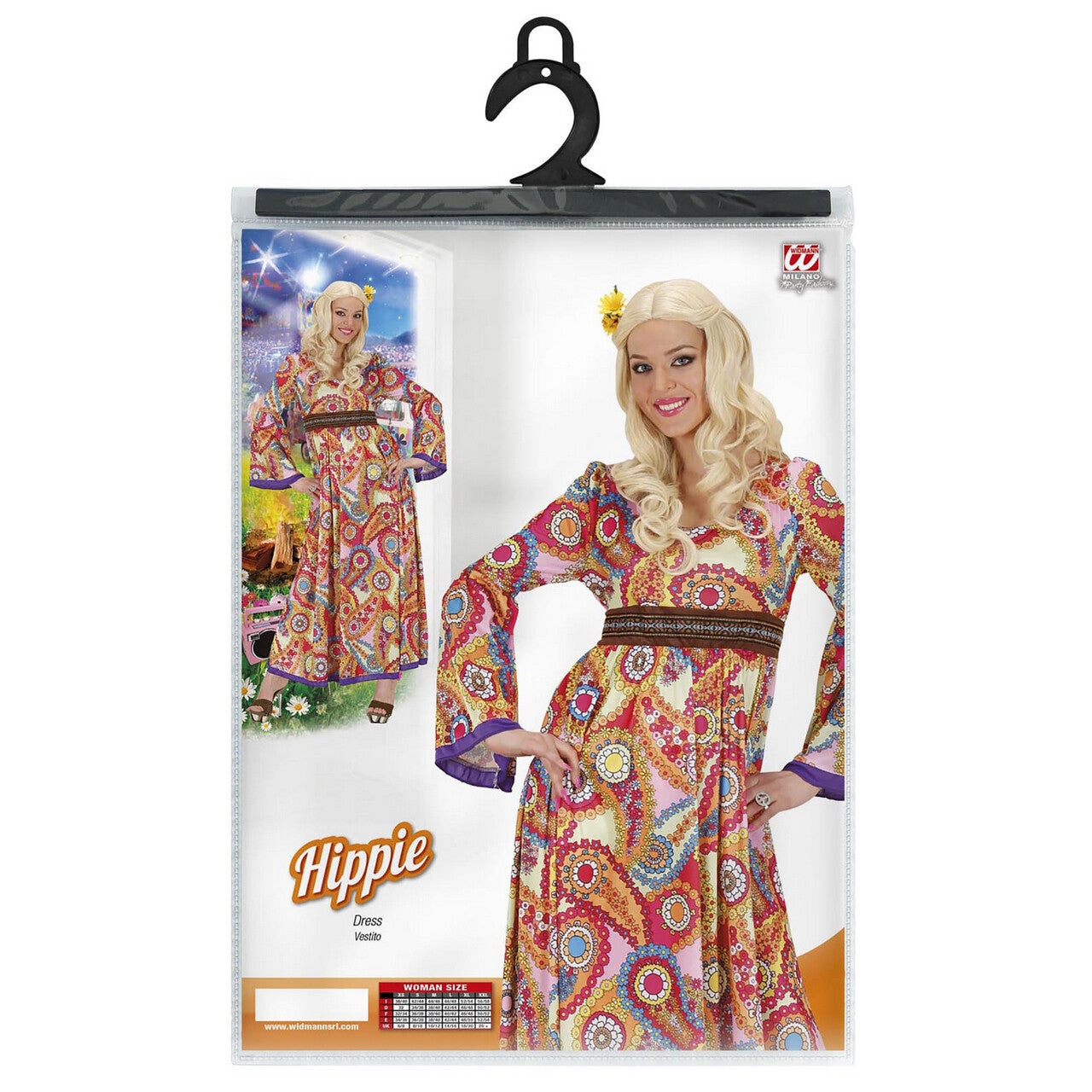 Op deze afbeelding zie je een Kostuums, van het merk Widmann. Hippie Vrouw Kostuum