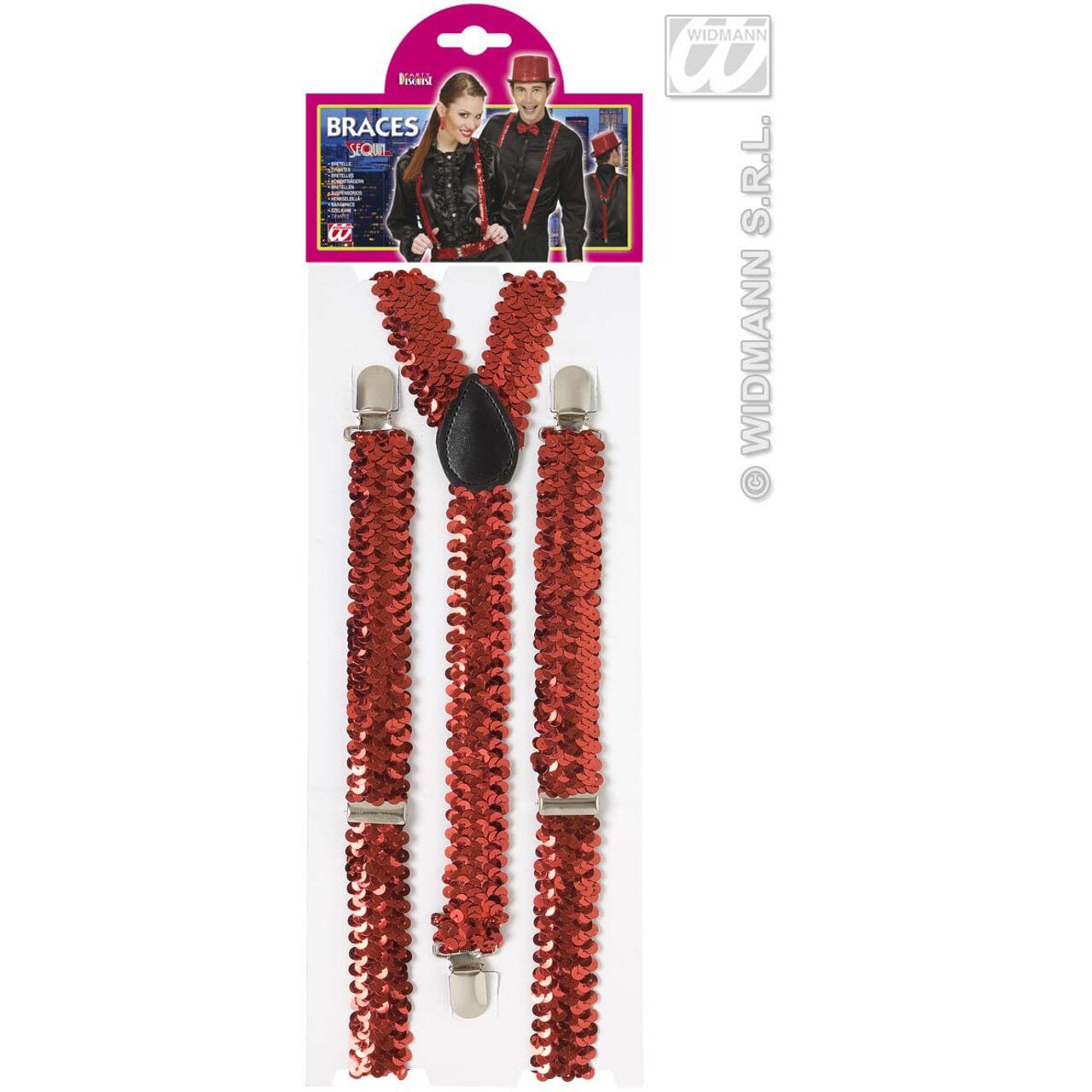 Op deze afbeelding zie je een Accessoires, van het merk Widmann. Bretel Pailletten, Rood
