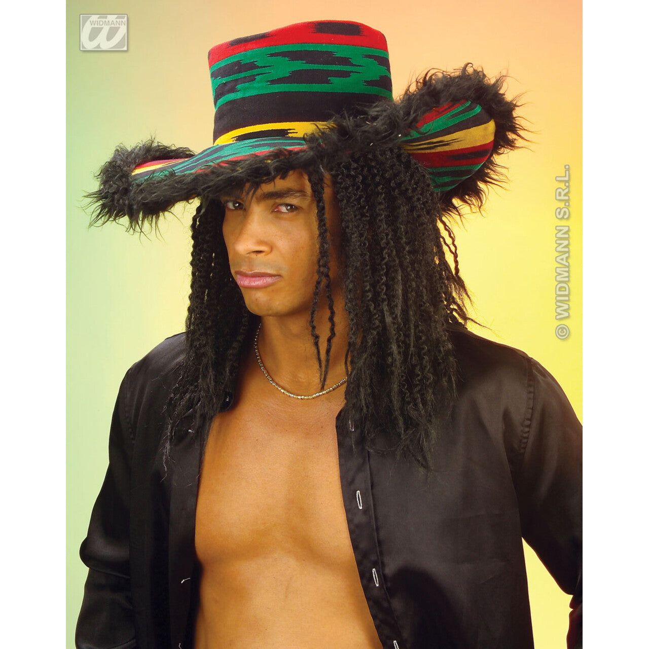 Op deze afbeelding zie je een Accessoires, van het merk Widmann. Funky Rasta Hoed Met Pluche Rand