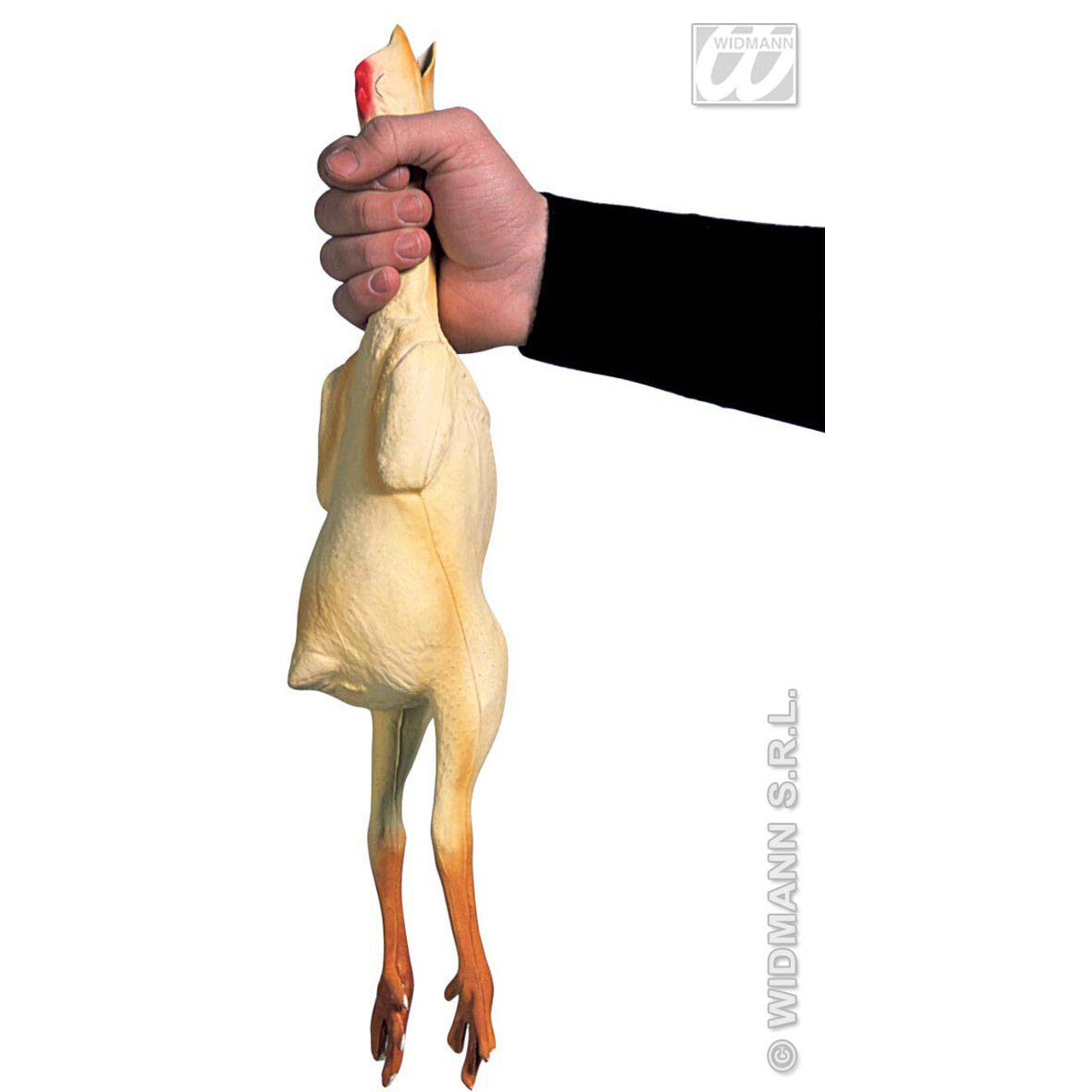 Op deze afbeelding zie je een Decoratie, van het merk Widmann. Rubberen Kip