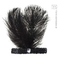 Schwarzes Stirnband Mit Marabou-Feder Und Schmuckstein
