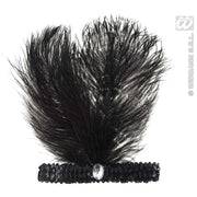 Op deze afbeelding zie je een Accessoires, van het merk Widmann. Hoofdband Zwart Met Marabou En Edelsteen