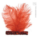 Rotes Stirnband Mit Marabufedern Und Schmuckstein