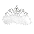 Prinzessinnen-Tiara Mit Weißen Marabufedern