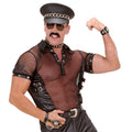 Netzshirt Schwarz Lederoptik Herren