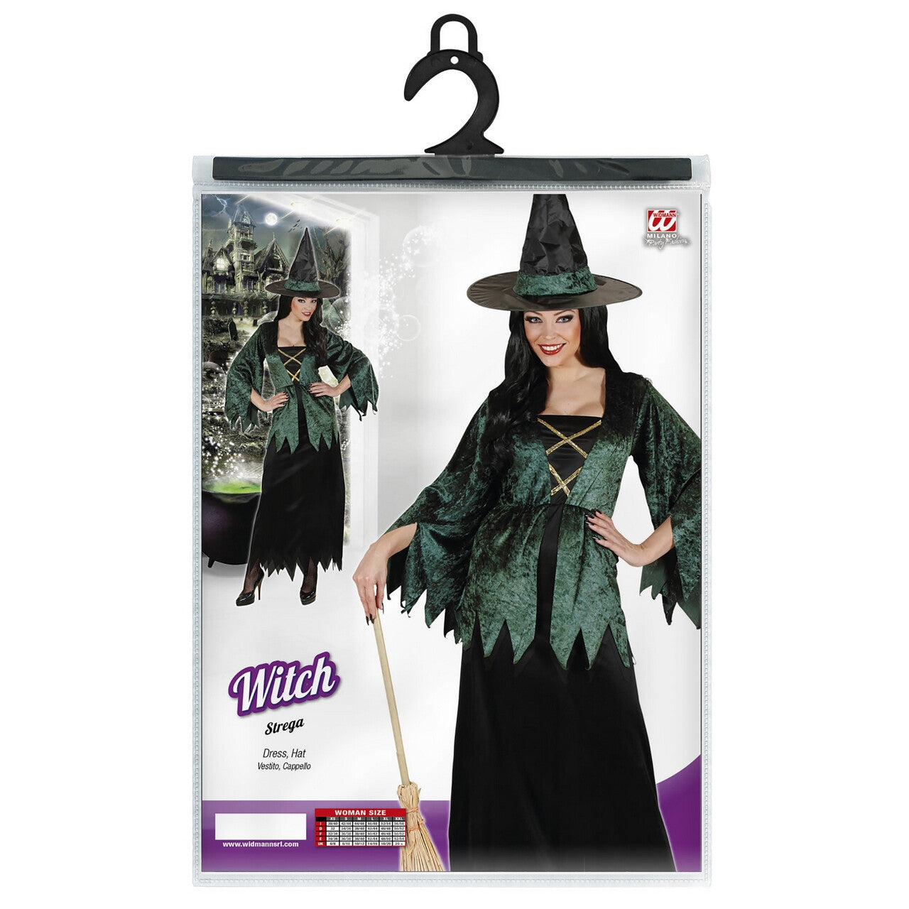 Op deze afbeelding zie je een Kostuums, van het merk Widmann. Heks Black Witch Kostuum Vrouw