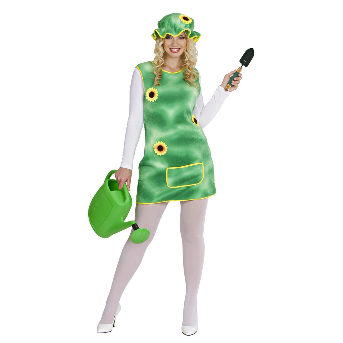 Sonnenblume Im Topf Kostüm – Unisex – Mit Kapuze – 4-teilig – Für Karneval, Halloween Und Mottopartys – Grün/Braun/Gelb 4-teiliges Kostüm