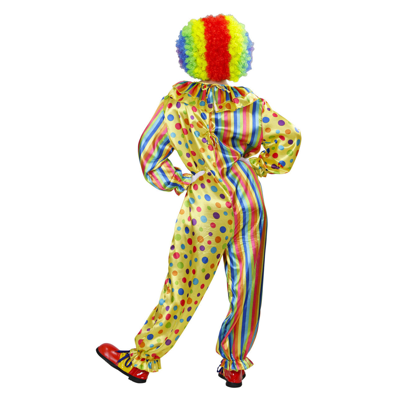 Op deze afbeelding zie je een Kostuums, van het merk Widmann. Veelkleurige Clown Jumpsuit Volwassen Kostuum