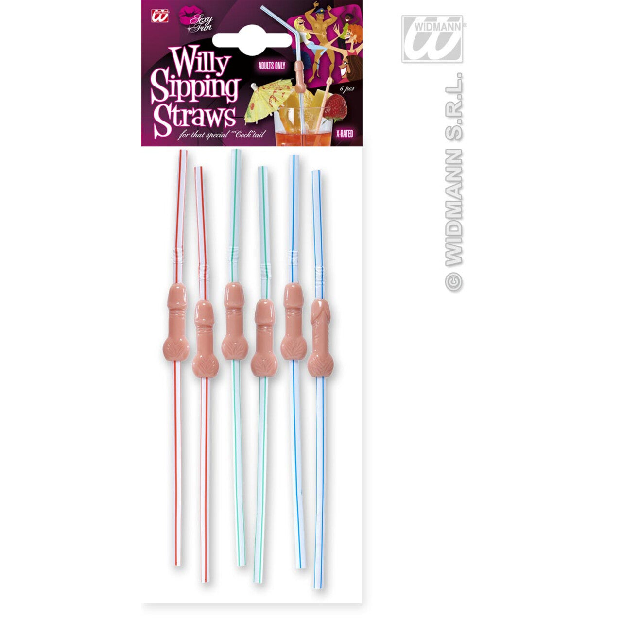 Op deze afbeelding zie je een Accessoires, van het merk Widmann. Nippende Piemel Rietjes Per 6
