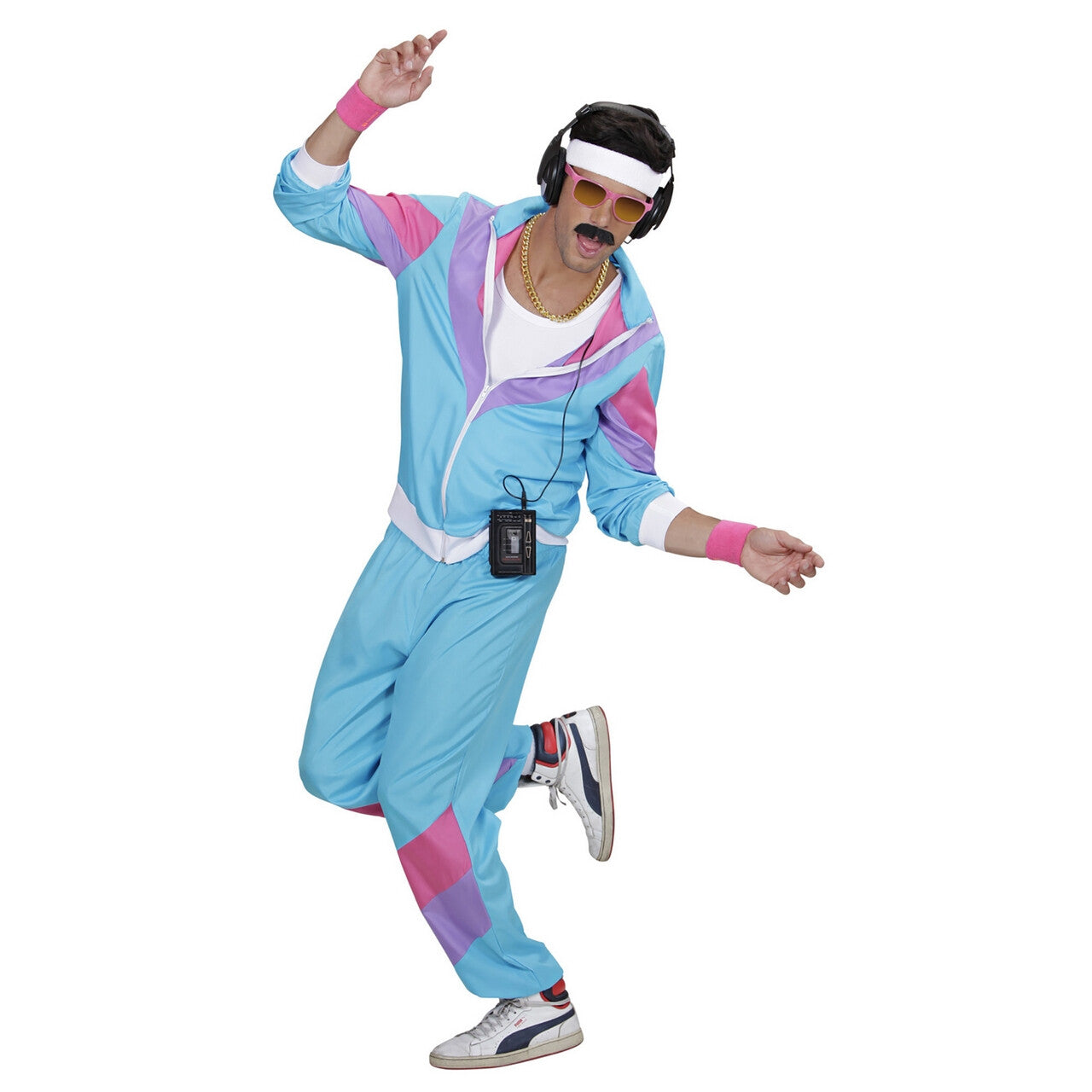 Op deze afbeelding zie je een Kostuums, van het merk Widmann. Fout Blauw New Kids 80s Trainingpak Volwassen Kostuum