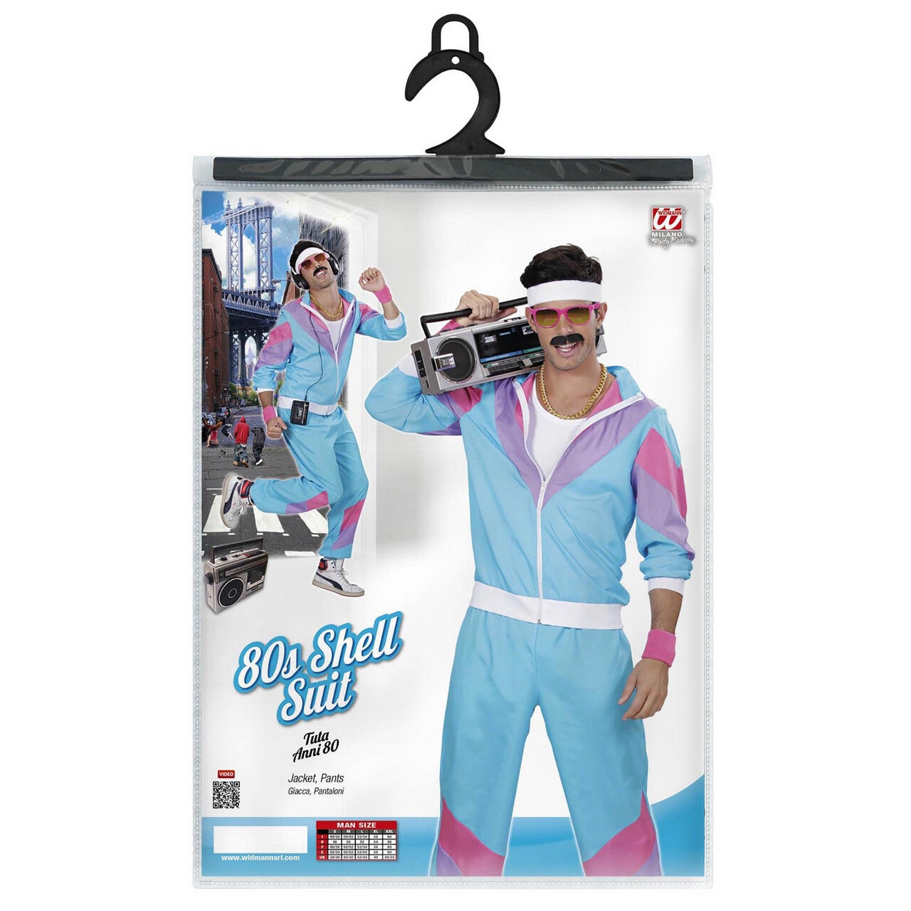 Op deze afbeelding zie je een Kostuums, van het merk Widmann. Fout Blauw New Kids 80s Trainingpak Volwassen Kostuum