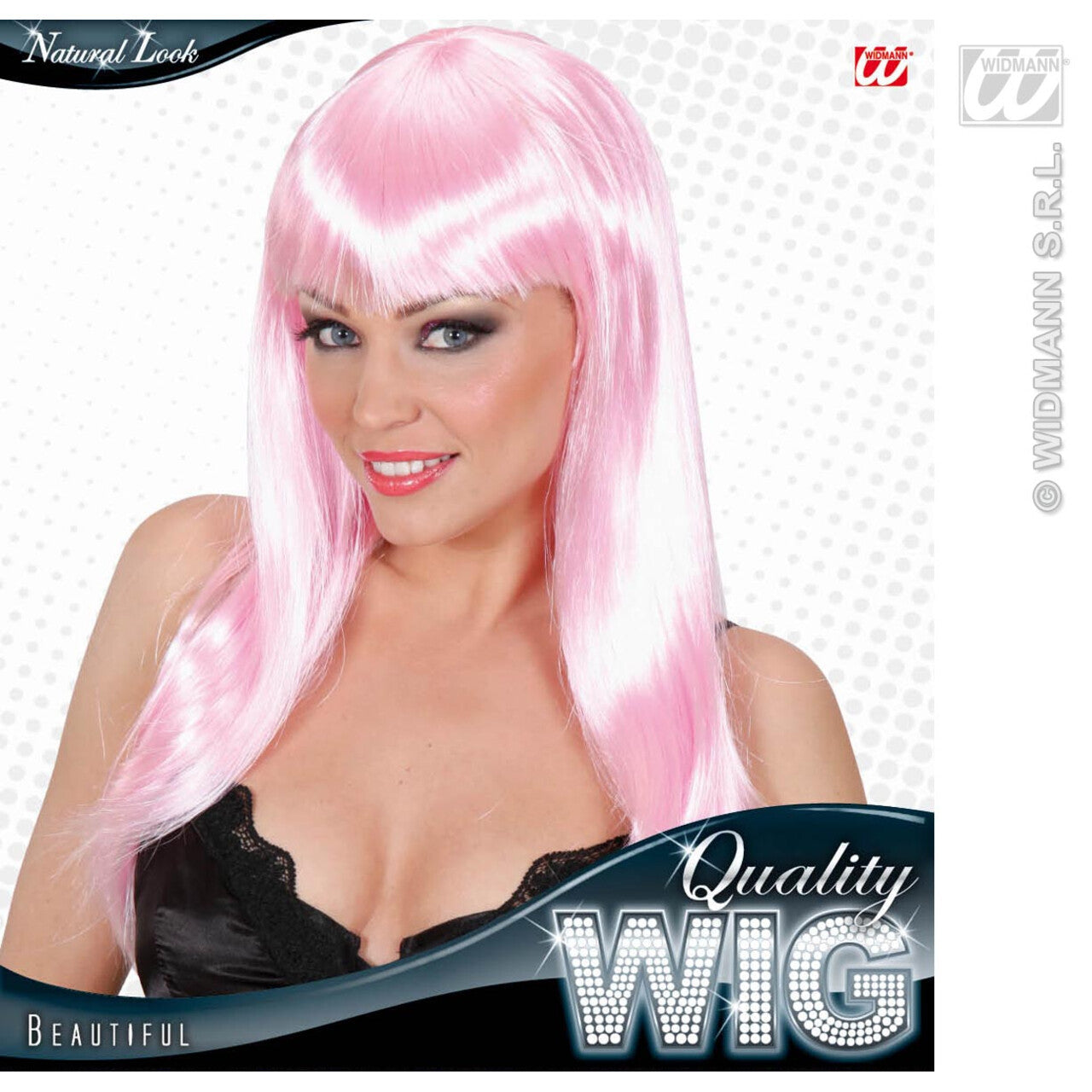 Op deze afbeelding zie je een Accessoires, van het merk Widmann. Pruik, Beautiful Roze