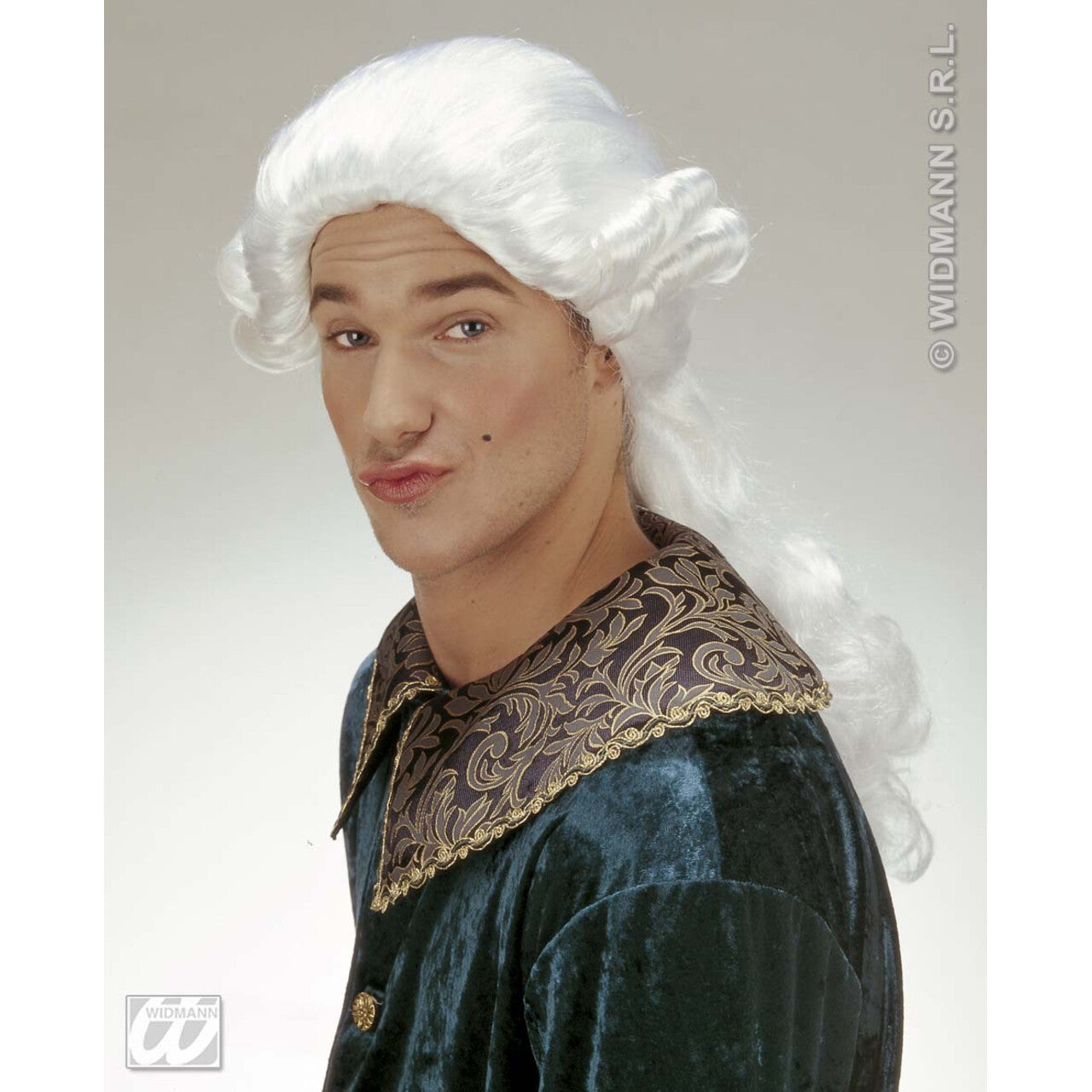 Op deze afbeelding zie je een Accessoires, van het merk Widmann. Pruik, Graaf Nelson Wit