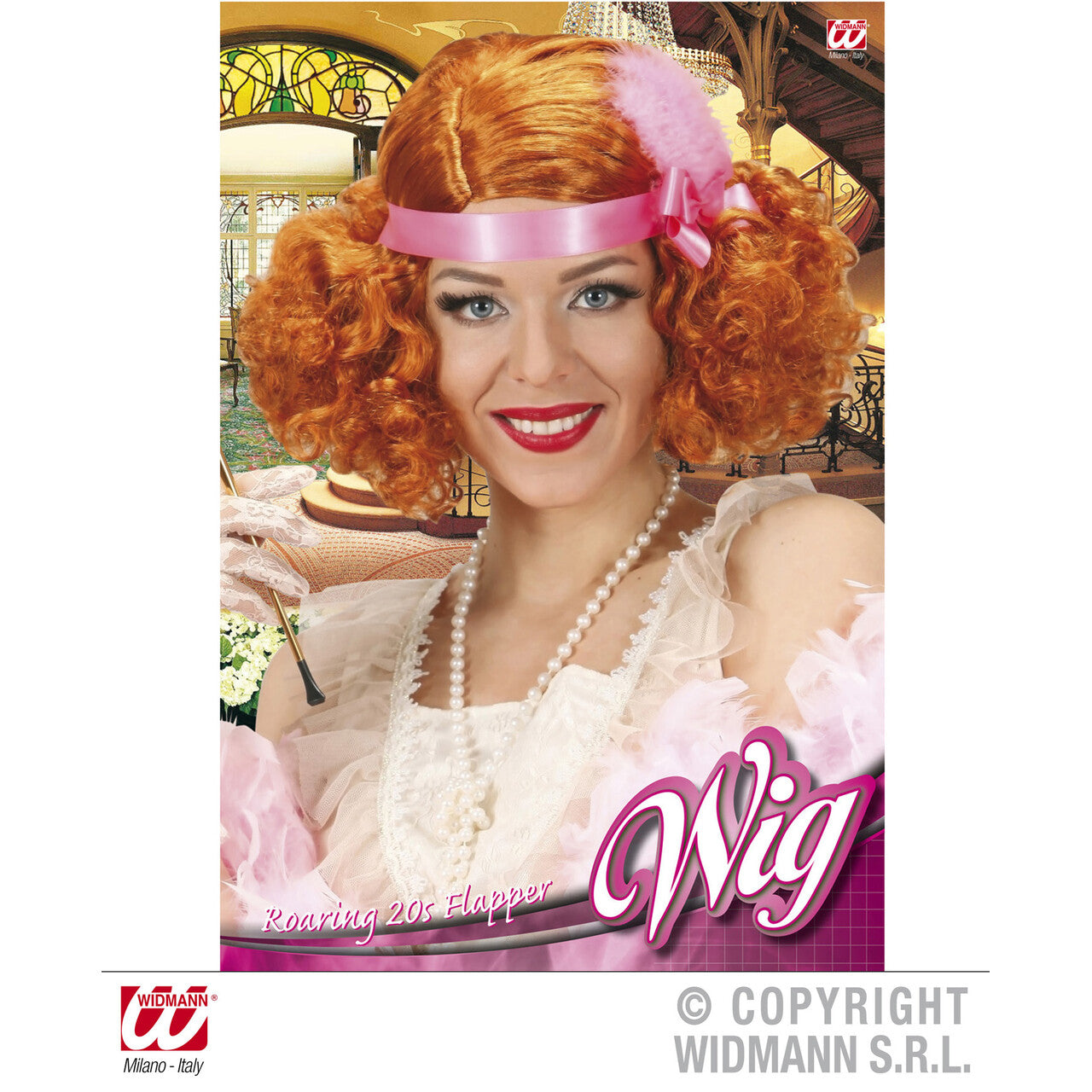 Op deze afbeelding zie je een Accessoires, van het merk Widmann. Pruik Burlesque Rood