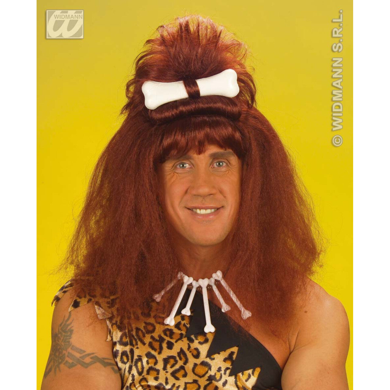 Op deze afbeelding zie je een Accessoires, van het merk Widmann. Pruik, Caveman / Cavewoman Met Bot