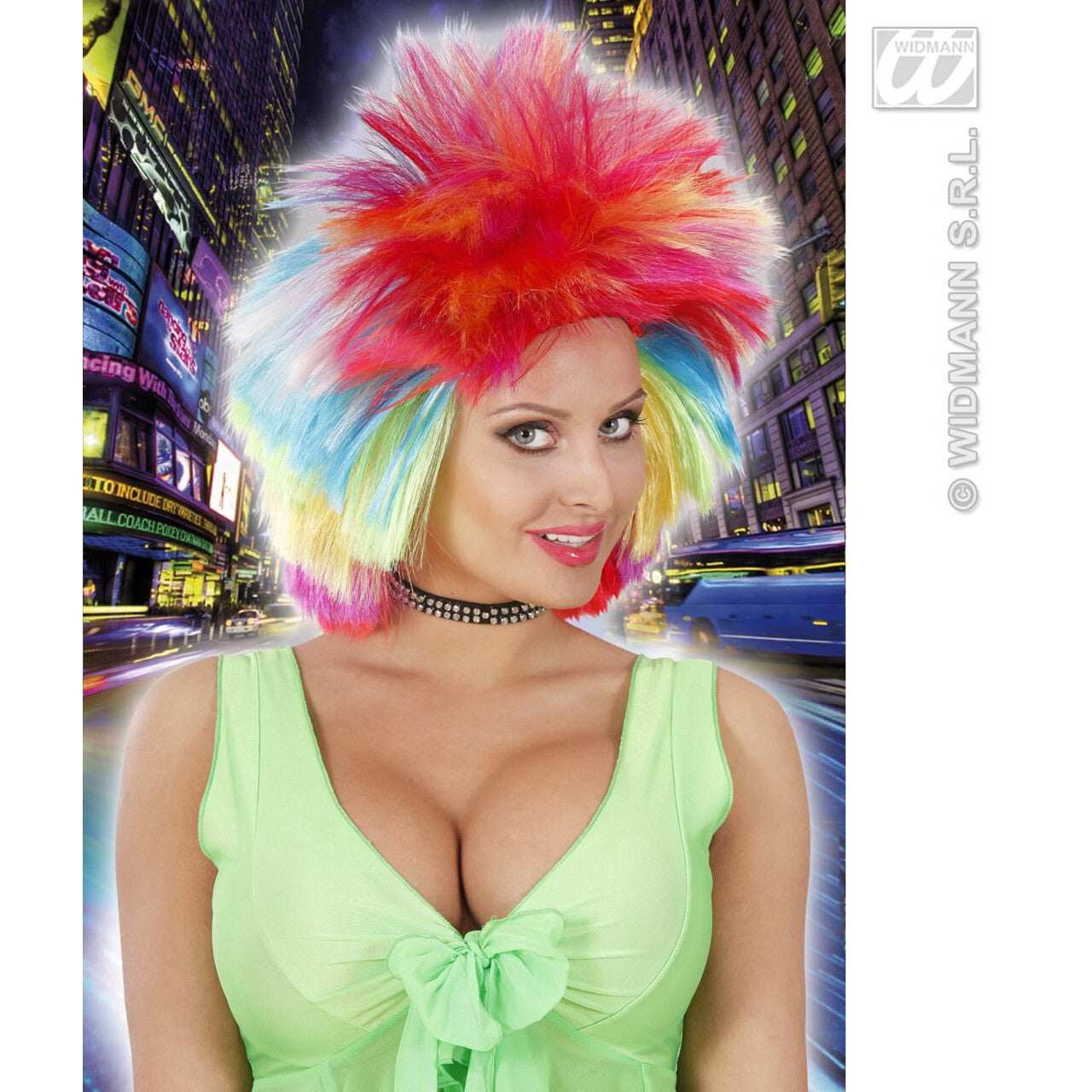 Op deze afbeelding zie je een Accessoires, van het merk Widmann. Pruik, Punk Multi Kleuren