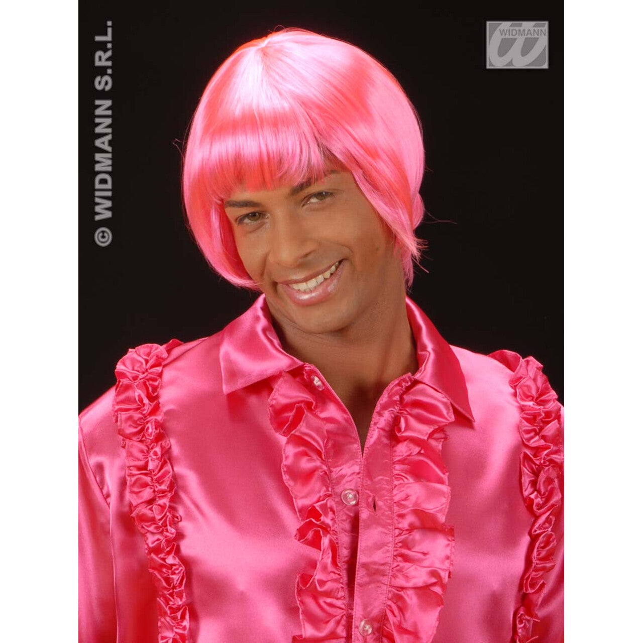 Op deze afbeelding zie je een Accessoires, van het merk Widmann. Pruik, Rave Roze