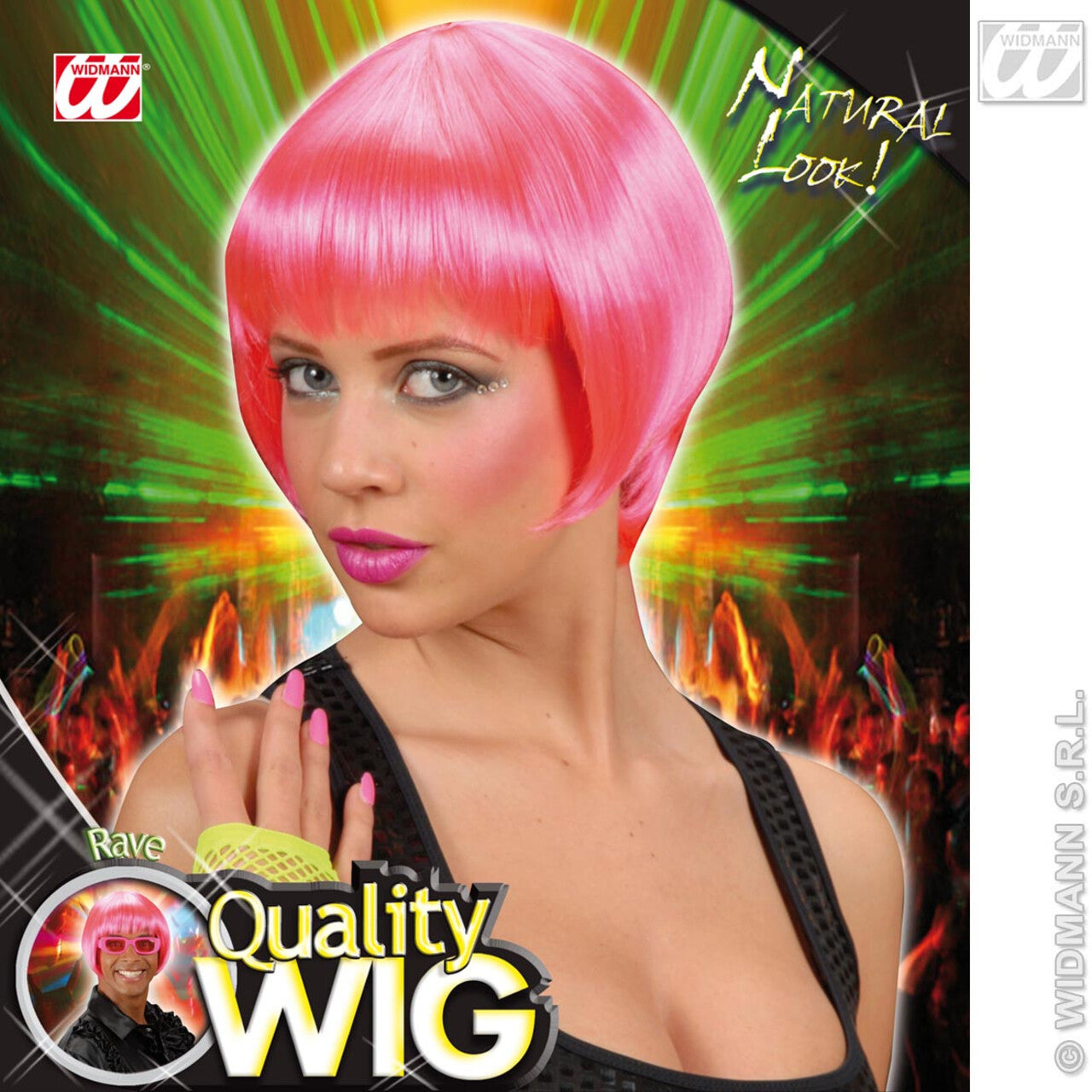 Op deze afbeelding zie je een Accessoires, van het merk Widmann. Pruik, Rave Roze