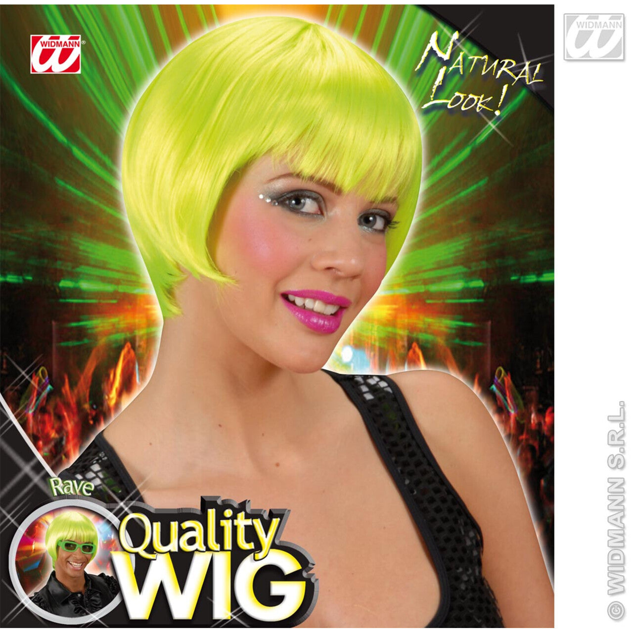 Op deze afbeelding zie je een Accessoires, van het merk Widmann. Pruik, Rave Neon Groen