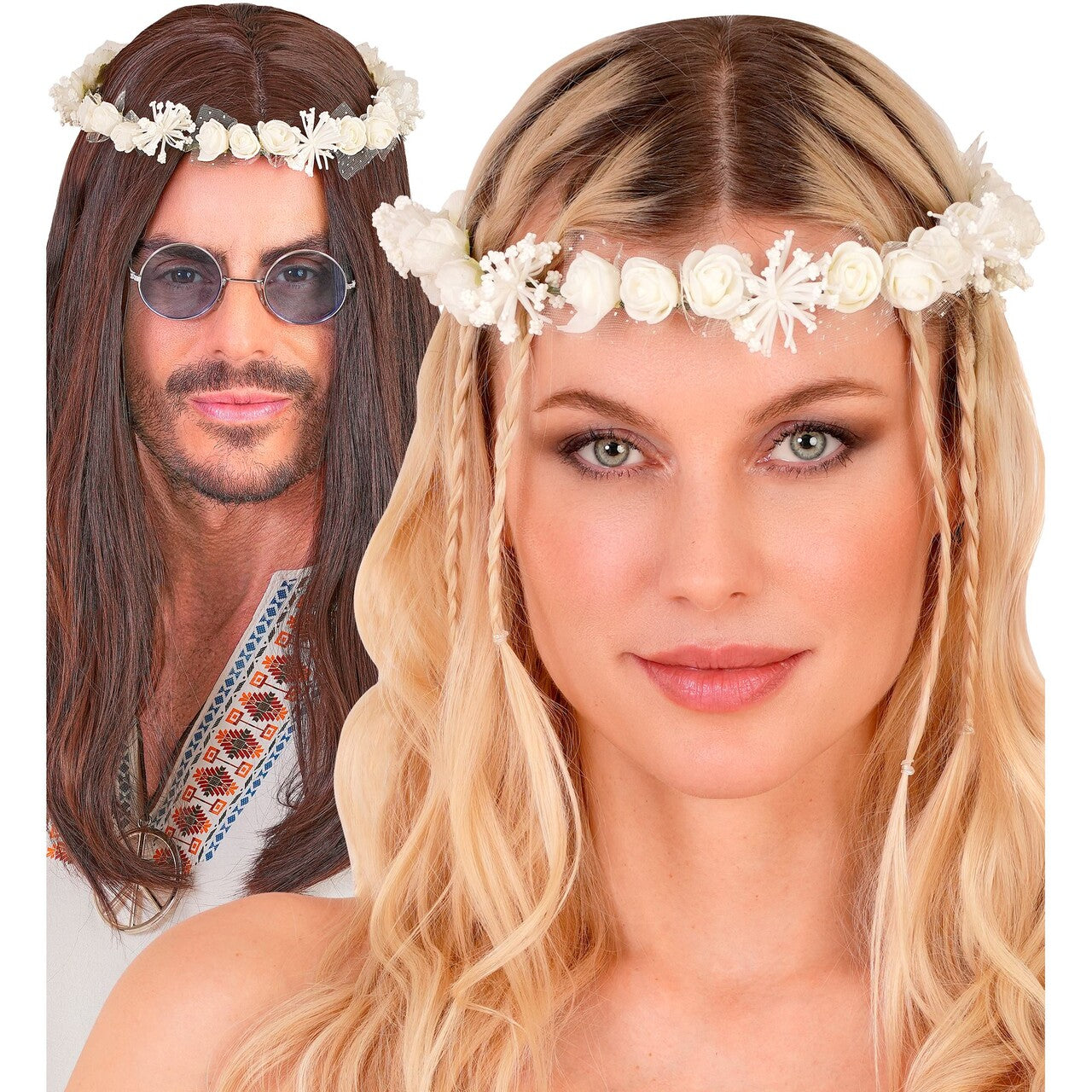 Op deze afbeelding zie je een Accessoires, van het merk Widmann. Sprookjesachtige Bloemenkroon Wit