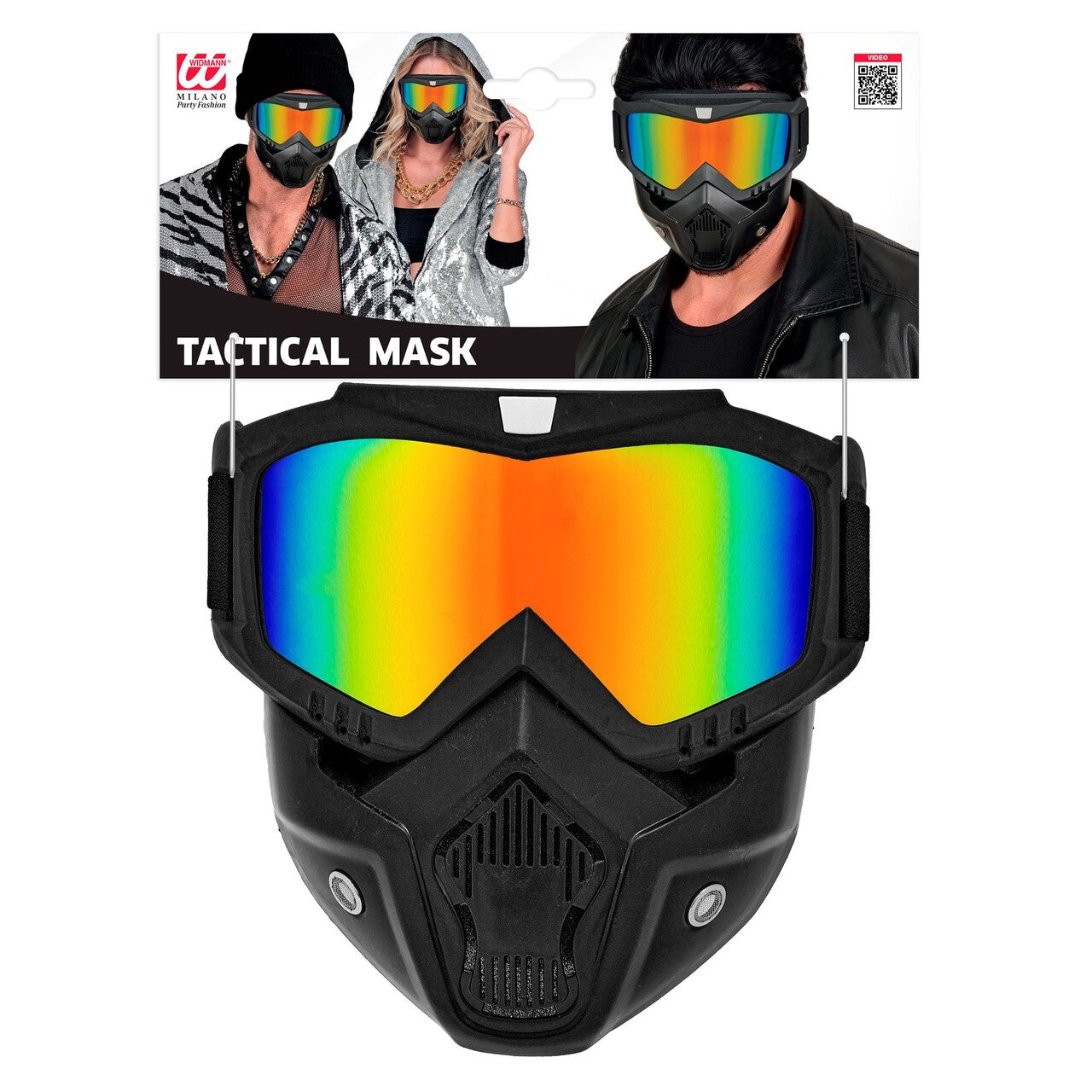 Op deze afbeelding zie je een Accessoires, van het merk Widmann. Cyber Masker Regenboog