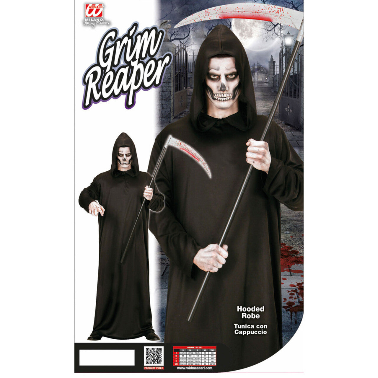 Op deze afbeelding zie je een Kostuums, van het merk Widmann. Grim Reaper Man Kostuum