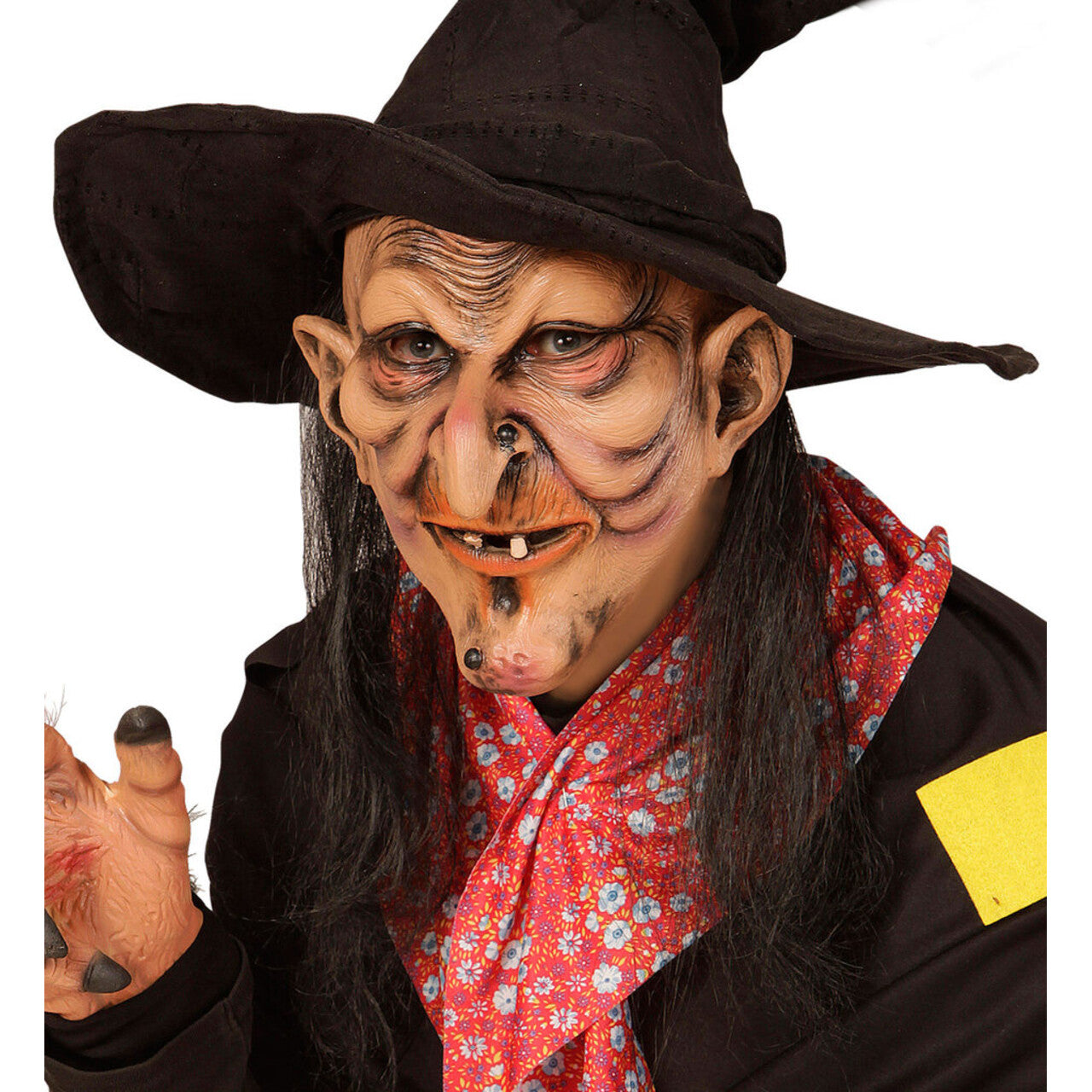 Op deze afbeelding zie je een Accessoires, van het merk Widmann. Horror James Masker Heks / Butler Met Haar