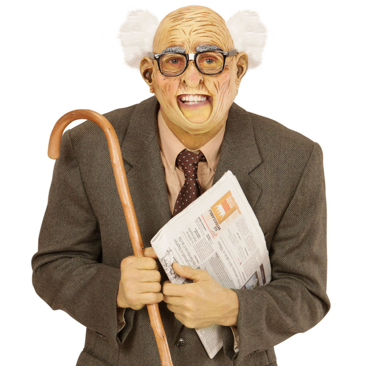Op deze afbeelding zie je een Accessoires, van het merk Widmann. Lieve Opa Masker Opa Met Haar, Open Mond