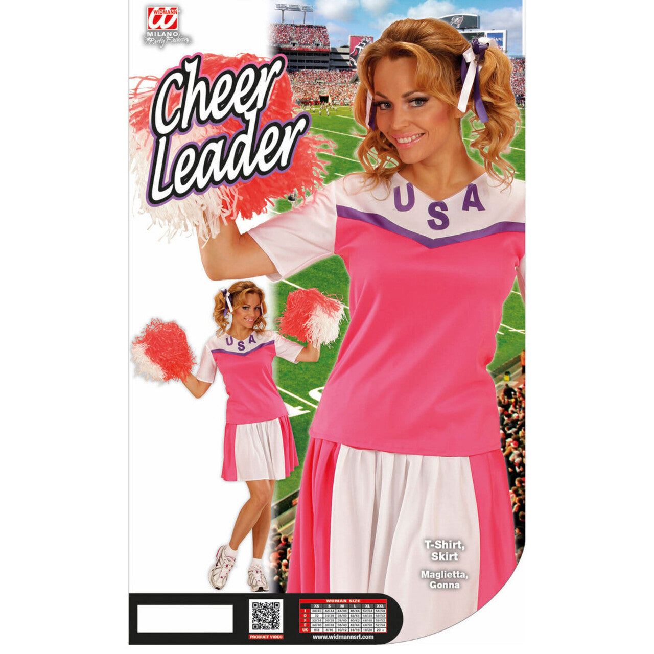 Op deze afbeelding zie je een Kostuums, van het merk Widmann. American Football Cheerleader Kostuum