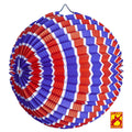 Festlicher Papierball Rot / Weiß / Blau Gestreift
