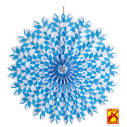 Op deze afbeelding zie je een Decoratie, van het merk Widmann. Feestelijke Papieren Waaier Wit / Blauw